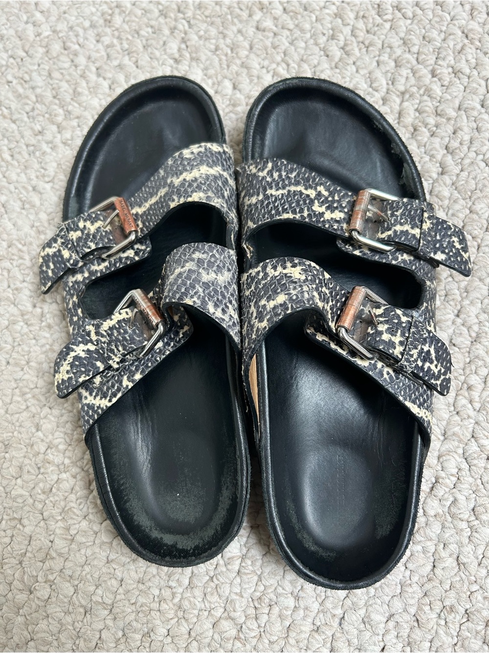 Isabel Marant Lennyo Slides in charcoal snakeskin - Picture 2 of 6
